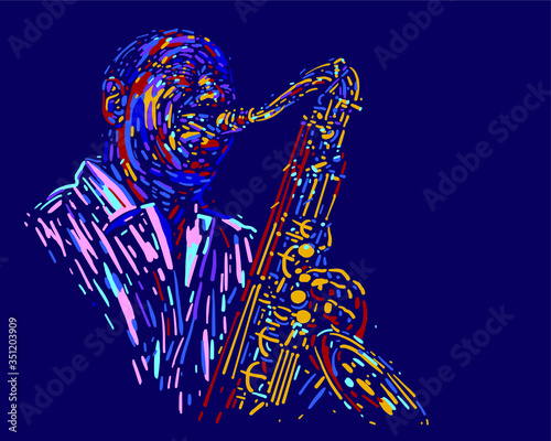 Jazz saxophone player. vector illustration for jazz poster.