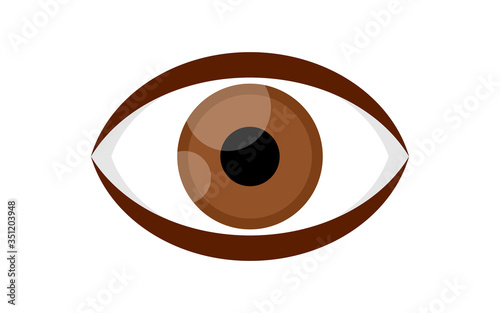 eye brown icon isolated on white background, illustration eyeball brown for health care concept, brown eye for graphic logo, eye redness for eyesight, see, vision, look, view and optical symbol