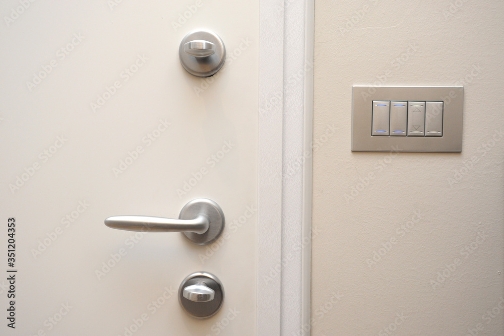 security door - hand close and open the door - security against theft in the apartment - entry and exit security door - hand close and open the door - security against theft in the apartment - entry and exit