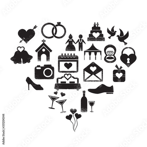 Set of wedding icons