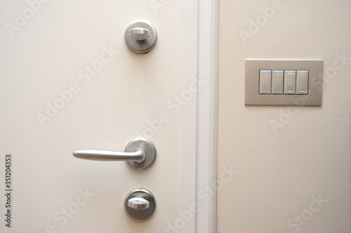 security door - hand close and open the door - security against theft in the apartment - entry and exit