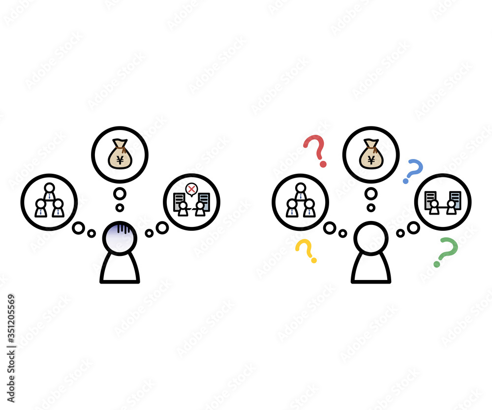 Obraz premium 経営者の悩みイラスト／開業／心配／イラスト