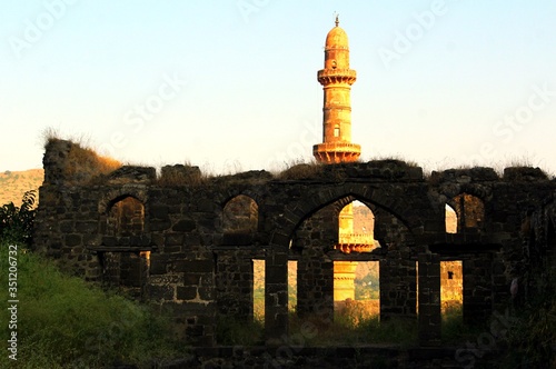 chand minar at daulatabad fort, aurangabad, india photo