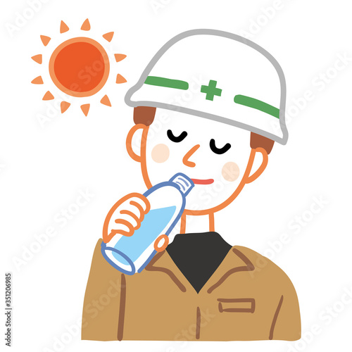Illustration of a male worker hydrating