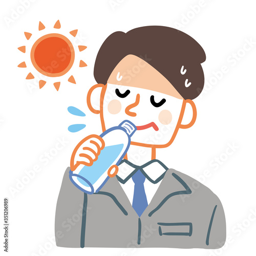 Illustration of a male worker hydrating