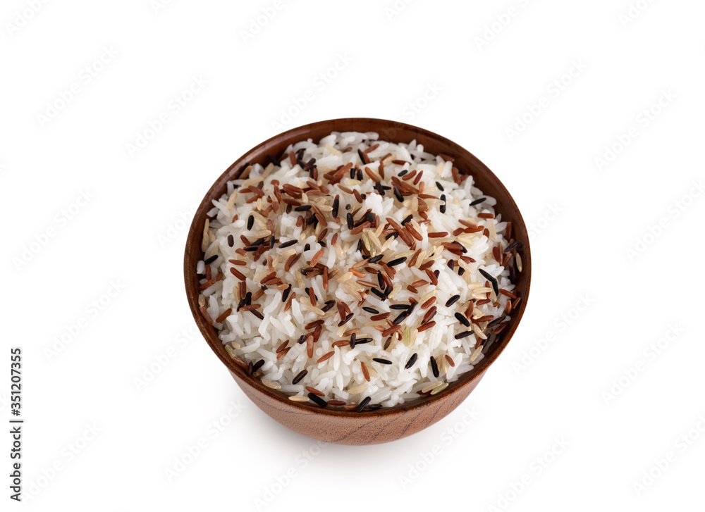 Thai raw organic rice red on white background Thai raw organic rice red on white background