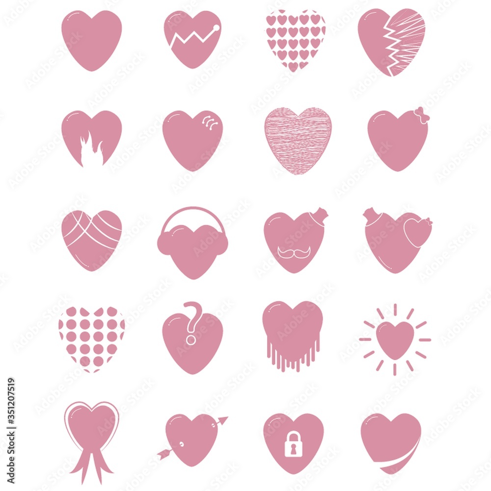 Set of heart icons Set of heart icons