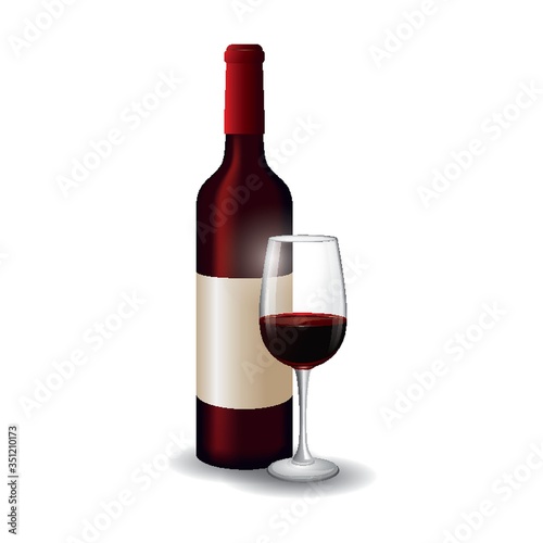 Wine bottle and glass
