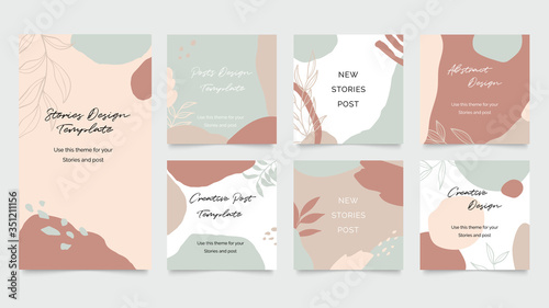 Design backgrounds for social media post and stories. Photo frame template for shop , fashion, blog, web ads. Trendy Memphis design cover. Abstract shape with minimal design. Vector  illustration.