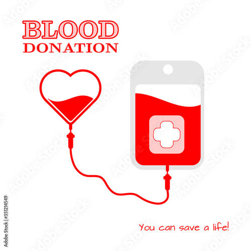 The icon with the donation blood and the text You can save a life.  Flat vector illustration.