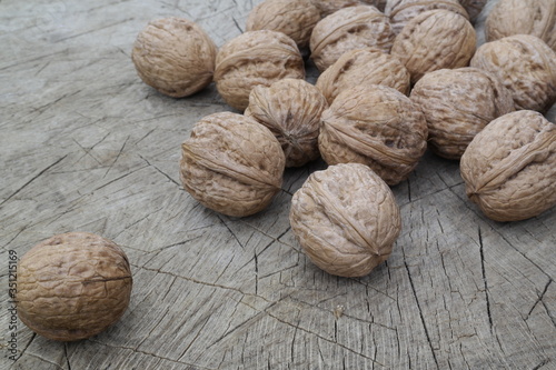 walnuts on wooden background