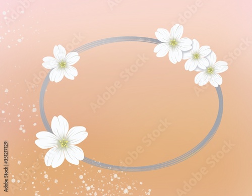 illustration with flowers on a peach background. Place for your text. banner, card, invitation