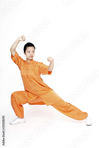 Woman practising martial arts