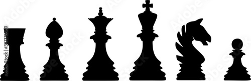 Chess board pieces vector. Isolated on white background.