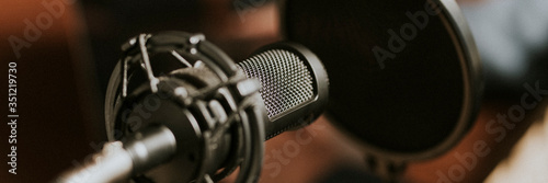 Closeup shot of a microphone photo