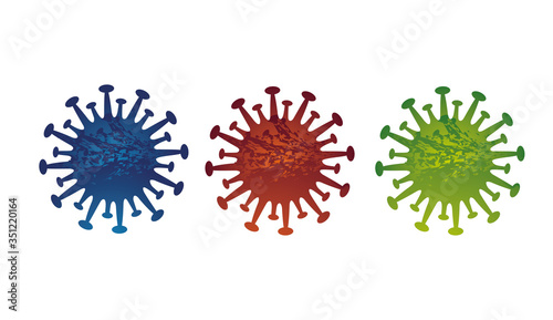 Blue red green Set of corona virus symbol novel coronavirus 2019-nCoV dangerous Covid-19 pandemic.
Vector illustration