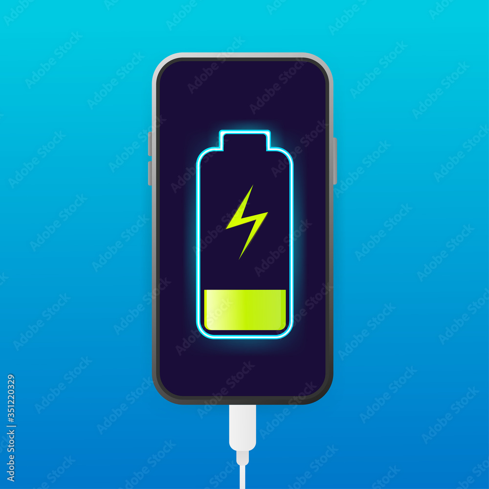 Fototapeta premium Flat battery charge for mobile device design. Vector mobile device concept. Vector illustration in flat style.