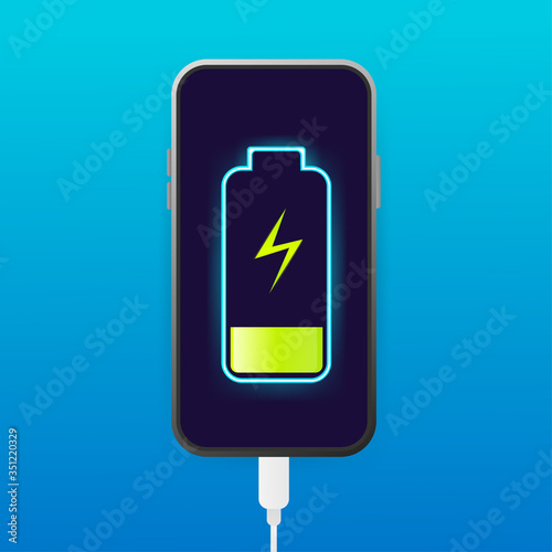 Flat battery charge for mobile device design. Vector mobile device concept. Vector illustration in flat style.