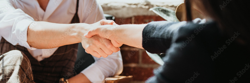 Businesswomen shaking hands as a greeting Businesswomen shaking hands as a greeting