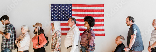 American queuing at a polling place