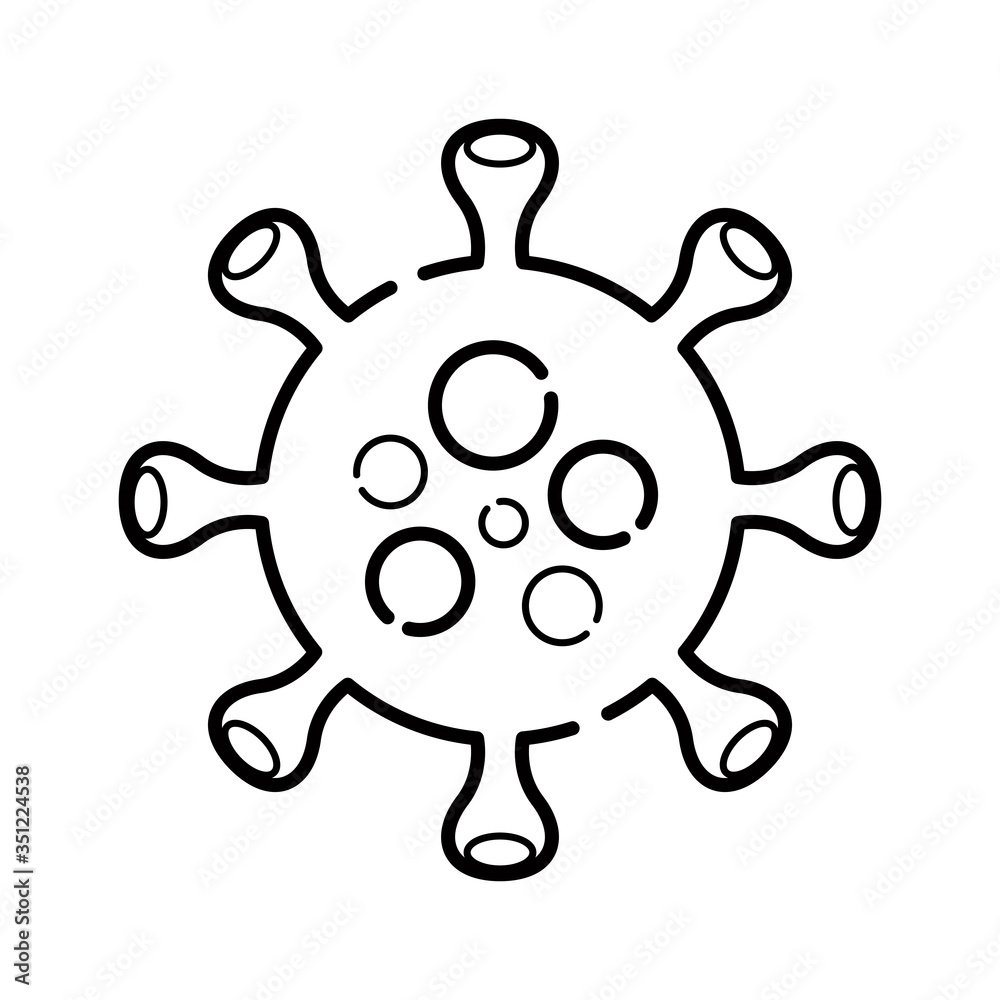 Coronavirus black and white icon on white background Coronavirus black and white icon on white background