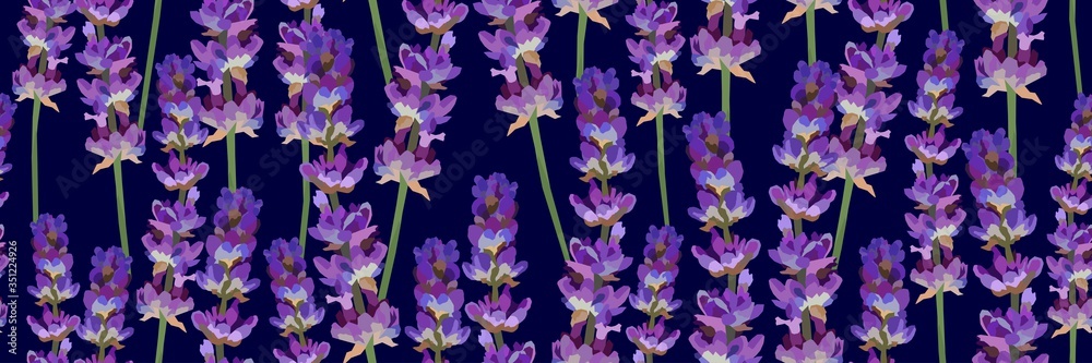 Seamless pattern with lavender flowers