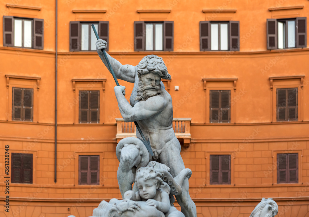 Neptune statue, Fountain of Neptune, Piazza Navona, Rome, Italy Neptune statue, Fountain of Neptune, Piazza Navona, Rome, Italy