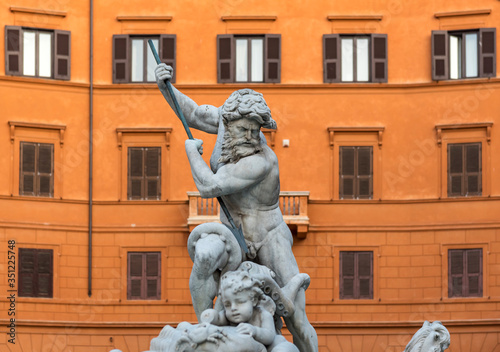 Neptune statue, Fountain of Neptune, Piazza Navona, Rome, Italy
