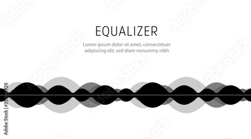 Digital audio spectrum. Futuristic equalizer illustration. Music beat. High frequency vibrations waveform icon.