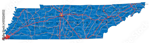 Tennessee state political map