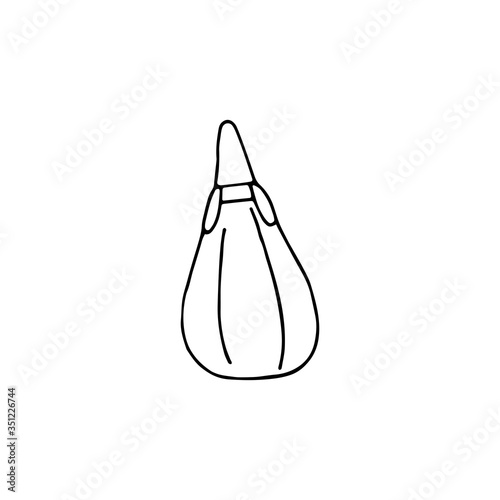 Punching bag for training. Vector hand drawn illustration