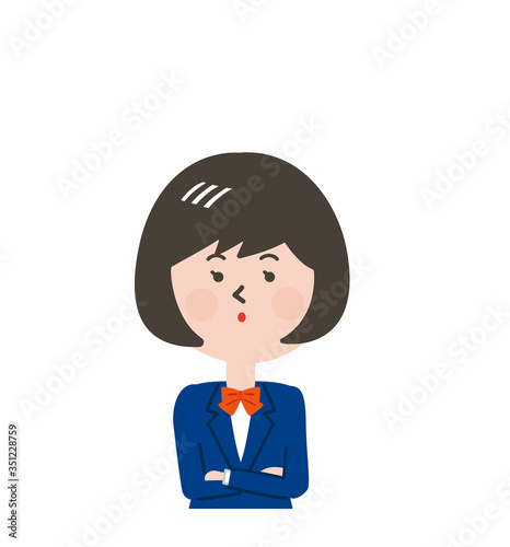 思いにふける女子学生の上半身