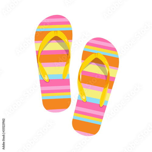 colorful flip flops isolated on white