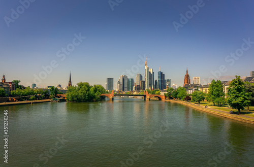 he view from Holbeinsteg to the center of Frankfurt