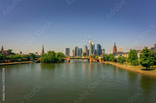 he view from Holbeinsteg to the center of Frankfurt