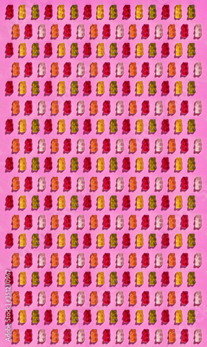 pattern with marmalade gummy bears on background (ID: 351230967)