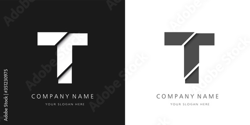 t logo modern letter broken design	 photo
