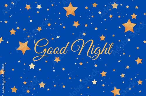 good night blue starry night wall art illustration