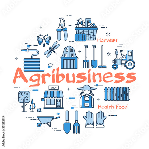 Vector linear concept of home farming and gardening - Agribusiness