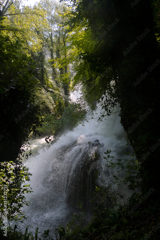 Marmore waterfall, Lazio, Italy: panoramic view of marmore waterfalls Marmore waterfall, Lazio, Italy: panoramic view of marmore waterfalls