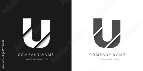 u logo modern letter broken design	 photo