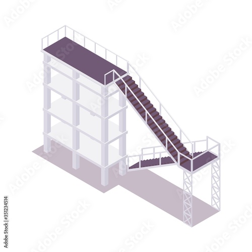 Isometric staircase with platforms isolated on white, good for aqua and water park