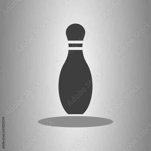 Bowling skittle simple icon with shadow. Flat desing