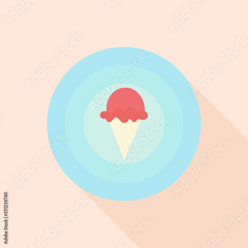 Strawberry ice cream cone, flat design vector illustration