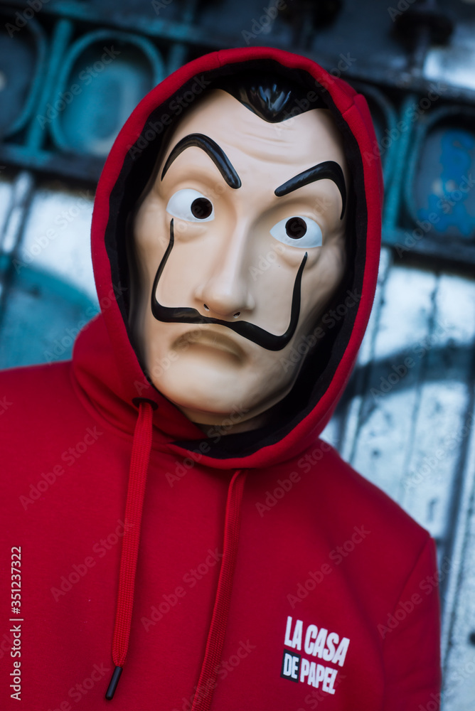 Mulhouse - France - 18 May 2020 - fan of "La casa de papel" (paper house)  in english the