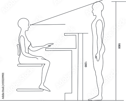 ergonomics of the reception. silhouette of people
