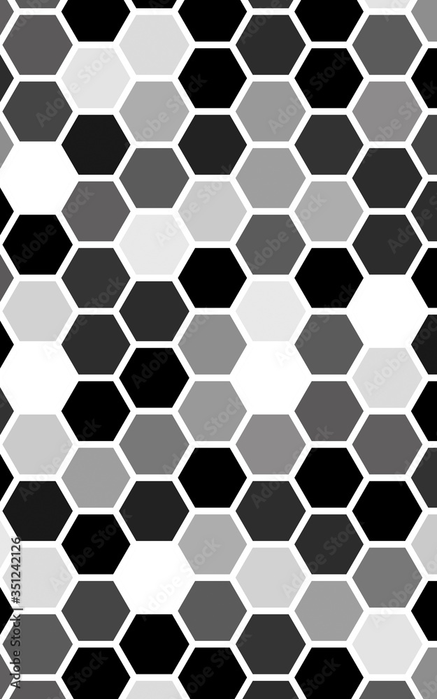 White honeycomb with a gradient color. Isometric geometry. 3D illustration White honeycomb with a gradient color. Isometric geometry. 3D illustration