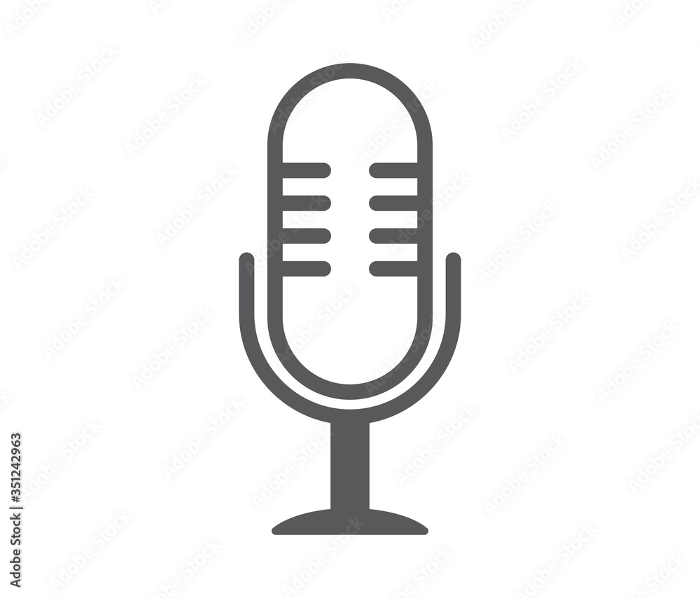 Microphone icon. Podcast radio icon on white background. Vector illustration. Microphone icon. Podcast radio icon on white background. Vector illustration.
