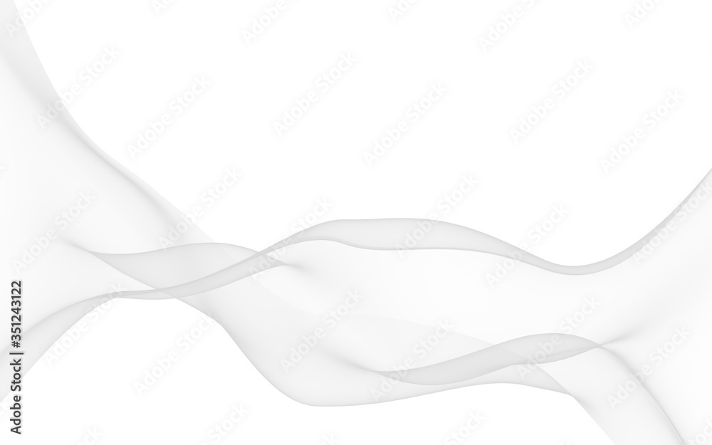 White abstract background. Fluttering white scarf. Waving on wind white fabric. 3D illustration White abstract background. Fluttering white scarf. Waving on wind white fabric. 3D illustration