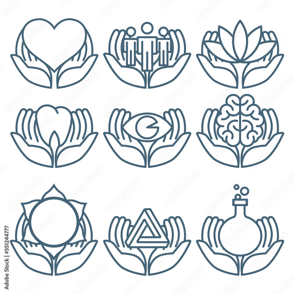 Care Share Offer Concept icon set part 1 Care Share Offer Concept icon set part 1